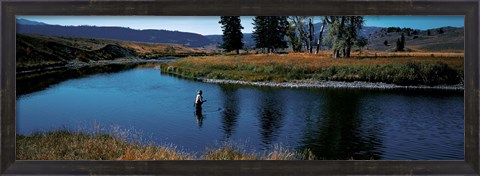 Framed Trout fisherman Slough Creek Yellowstone National Park WY Print