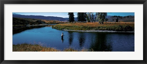 Framed Trout fisherman Slough Creek Yellowstone National Park WY Print