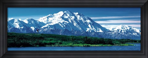 Framed Snow covered mountain in Denali National Park AK Print