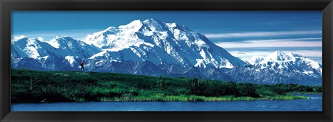 Framed Snow covered mountain in Denali National Park AK Print