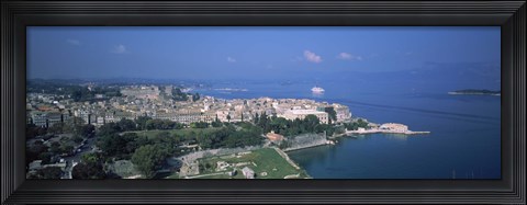 Framed Town at the waterfront, Corfu, Greece Print