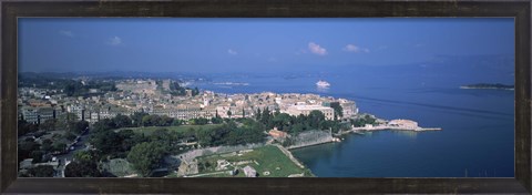 Framed Town at the waterfront, Corfu, Greece Print