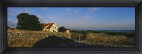 Framed Detached house near the ocean, Faro, Sweden Print
