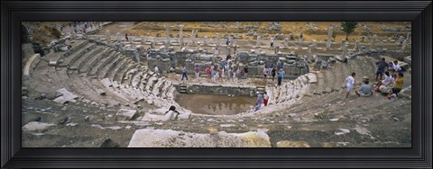 Framed High Angle View Of Tourists In An Ancient Building, Ephesus, Turkey Print