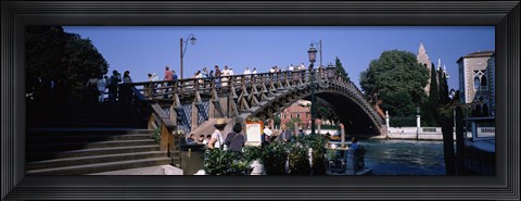 Framed Tourists on a bridge, Accademia Bridge, Grand Canal, Venice, Veneto, Italy Print