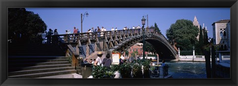 Framed Tourists on a bridge, Accademia Bridge, Grand Canal, Venice, Veneto, Italy Print