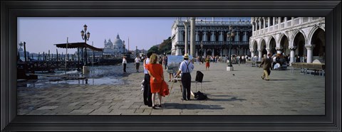 Framed Tourists at a town square, St. Mark&#39;s Square, Venice, Veneto, Italy Print