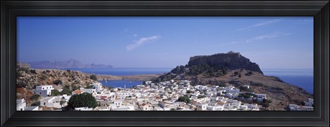 Framed Houses on an island, Lindos, Rhode Island, Dodecanese, Greece Print
