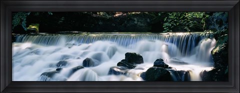 Framed Waterfall in a forest, Aberfeldy Birks, Perthshire, Scotland Print