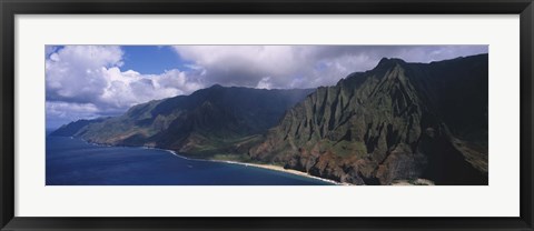 Framed Aerial view of the coast, Na Pali Coast, Kauai, Hawaii, USA Print