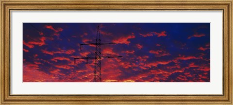 Framed Power lines at sunset Germany Print