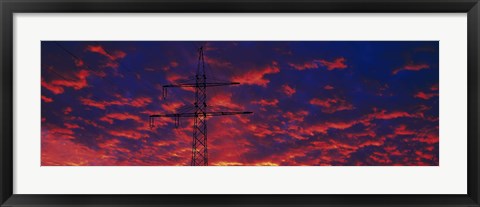 Framed Power lines at sunset Germany Print