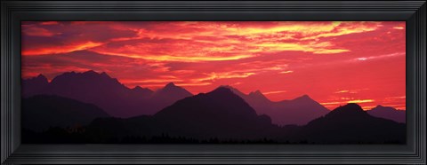 Framed Sundown Austrian Mts South Bavaria Germany Print