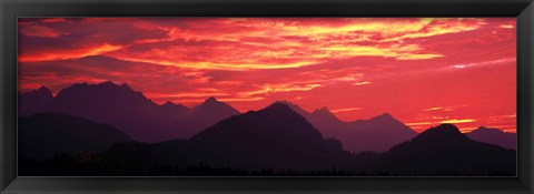 Framed Sundown Austrian Mts South Bavaria Germany Print