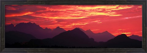 Framed Sundown Austrian Mts South Bavaria Germany Print