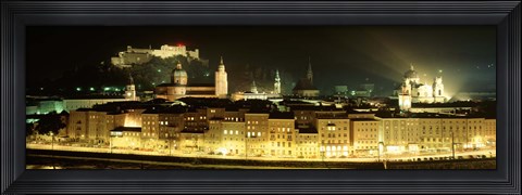 Framed Cityscape night Salzburg, Austria Print