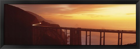 Framed Dusk Hwy 1 w/ Bixby Bridge Big Sur CA USA Print