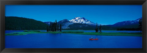 Framed South Sister canoeing Sparks Lake OR USA Print