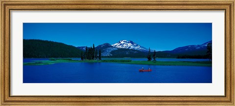 Framed South Sister canoeing Sparks Lake OR USA Print