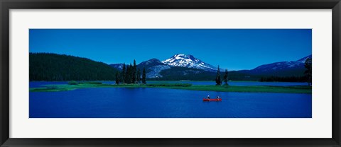 Framed South Sister canoeing Sparks Lake OR USA Print