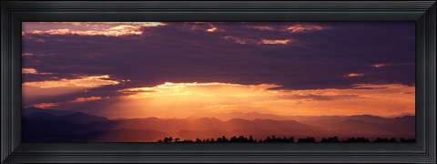 Framed Sunset over Rocky Mts from Daniels Park  CO USA Print