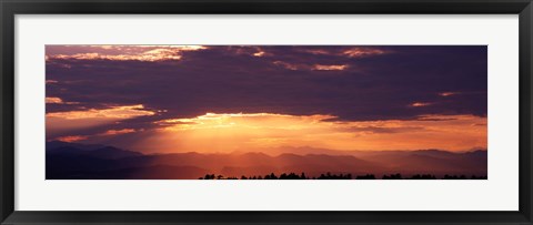 Framed Sunset over Rocky Mts from Daniels Park  CO USA Print