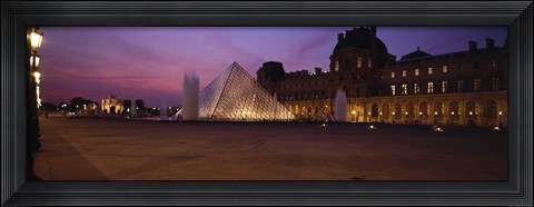 Framed Pyramid lit up at night, Louvre Pyramid, Musee Du Louvre, Paris, Ile-de-France, France Print