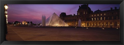 Framed Pyramid lit up at night, Louvre Pyramid, Musee Du Louvre, Paris, Ile-de-France, France Print