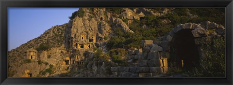 Framed Tombs on a cliff, Lycian Rock Tomb, Antalya, Turkey Print