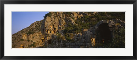 Framed Tombs on a cliff, Lycian Rock Tomb, Antalya, Turkey Print