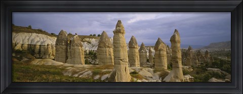 Framed Rock formations on a volcanic landscape, Cappadocia, Turkey Print
