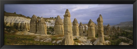 Framed Rock formations on a volcanic landscape, Cappadocia, Turkey Print