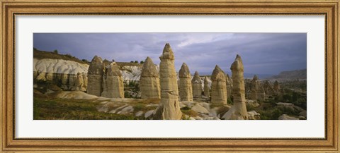 Framed Rock formations on a volcanic landscape, Cappadocia, Turkey Print