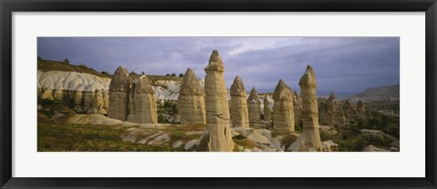 Framed Rock formations on a volcanic landscape, Cappadocia, Turkey Print