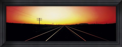 Framed Santa Fe Railroad Tracks, Daggett, California, USA Print