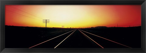 Framed Santa Fe Railroad Tracks, Daggett, California, USA Print