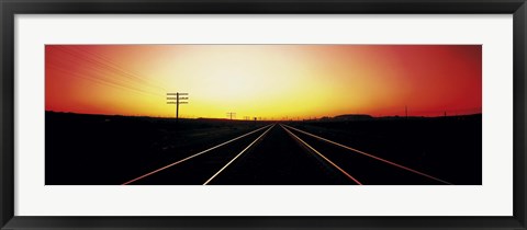 Framed Santa Fe Railroad Tracks, Daggett, California, USA Print