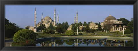 Framed Garden in front of a mosque, Blue Mosque, Istanbul, Turkey Print