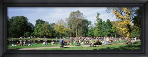 Framed People Relaxing In The Park, Vondel Park, Amsterdam, Netherlands Print
