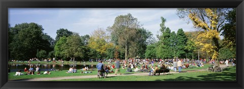 Framed People Relaxing In The Park, Vondel Park, Amsterdam, Netherlands Print