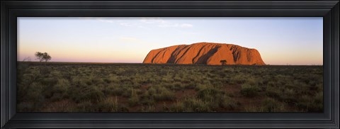 Framed Landscape with sandstone formation at dusk, Uluru, Uluru-Kata Tjuta National Park, Northern Territory, Australia Print