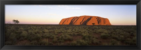 Framed Landscape with sandstone formation at dusk, Uluru, Uluru-Kata Tjuta National Park, Northern Territory, Australia Print