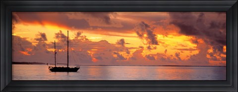 Framed Boat at sunset Print