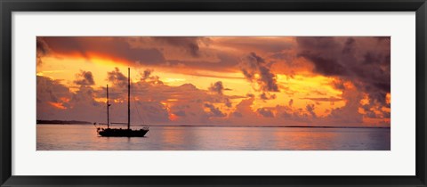 Framed Boat at sunset Print