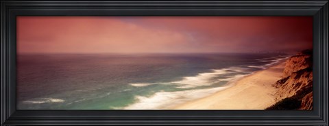 Framed Waves Crashing Into Stormy Coast, San Mateo, California, USA Print
