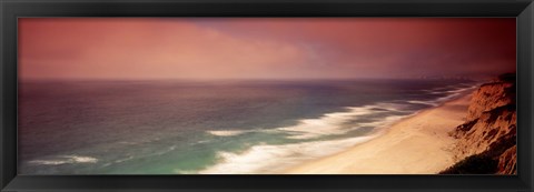 Framed Waves Crashing Into Stormy Coast, San Mateo, California, USA Print