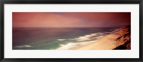 Framed Waves Crashing Into Stormy Coast, San Mateo, California, USA Print