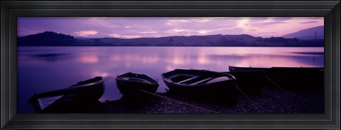Framed Sunset Fishing Boats Loch Awe Scotland Print