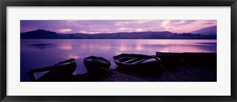 Framed Sunset Fishing Boats Loch Awe Scotland Print