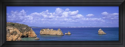 Framed Panoramic View Of A Coastline, Southern Portugal, Algarve Region, Lagos, Portugal Print
